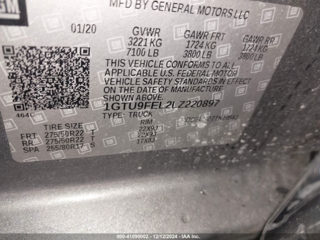 1GTU9FEL2LZ220897 GMC Sierra 1500 4wd  Short Box Denali