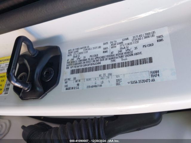 1FTEW1EG8GFB92386 Ford F-150 Platinum