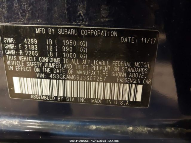 4S3GKAM66J3607257 Subaru Impreza 2.0i Sport