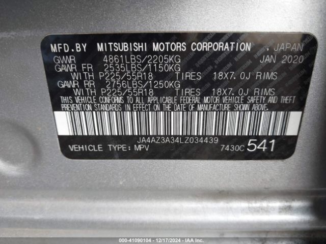 2020 MITSUBISHI OUTLANDER JA4AZ3A34LZ034439 Photo 8