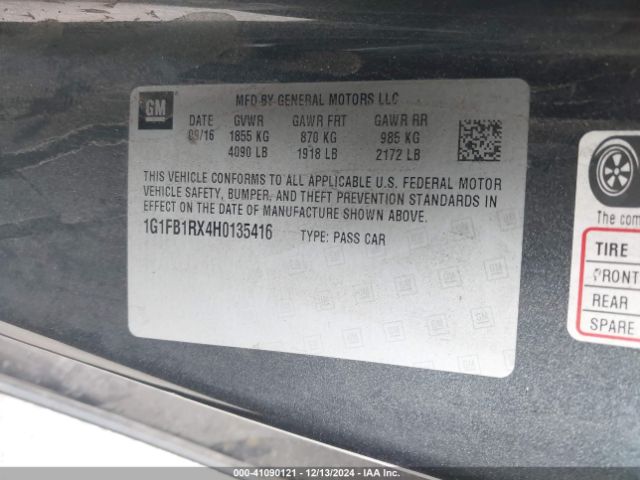 1G1FB1RX4H0135416 Chevrolet Camaro 1lt
