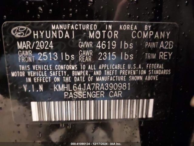 KMHL64JA7RA390981 Hyundai SONATA SEL