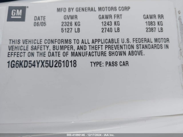 2005 CADILLAC DEVILLE 1G6KD54YX5U261018 Photo 8