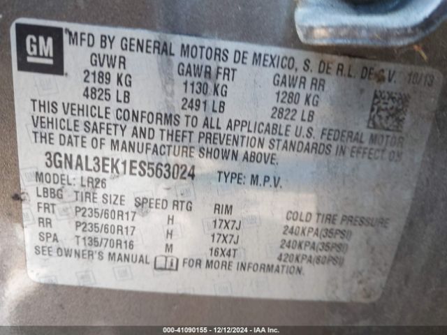 3GNAL3EK1ES563024 Chevrolet Captiva Sport Lt