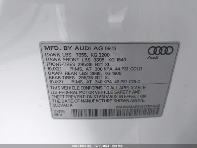 WA1WMAFE1ED005449 Audi Q7 3.0 Tdi Premium