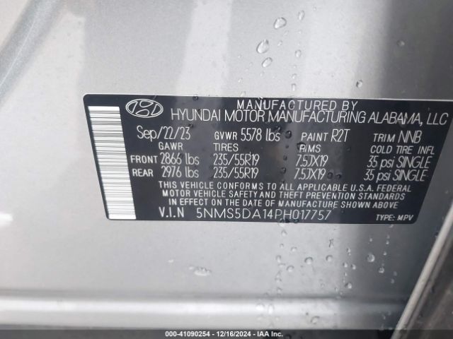 5NMS5DA14PH017757 Hyundai Santa Fe Hybrid Limited