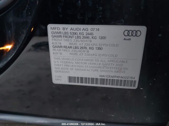 WA1CFAFPXFA022154 Audi Q5 2.0t Premium