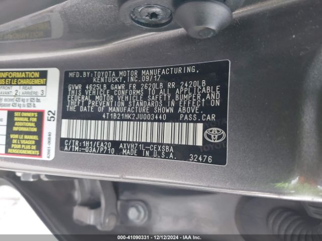 4T1B21HK2JU003440 Toyota Camry Hybrid Se