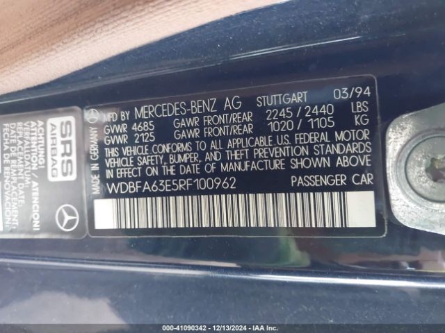 1994 MERCEDES-BENZ SL WDBFA63E5RF100962 Photo 8