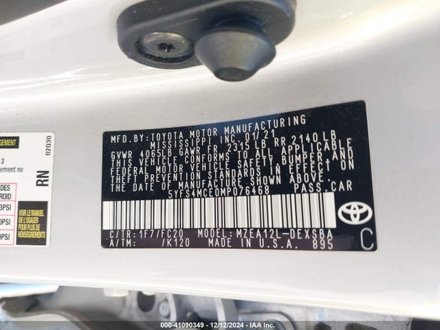 Toyota Corolla Se Nightshade Edition 2021 5YFS4MCE0MP076468 Image 9