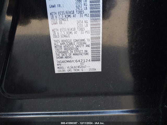 Nissan Pathfinder S 2015 5N1AR2MN6FC642124 Image 9