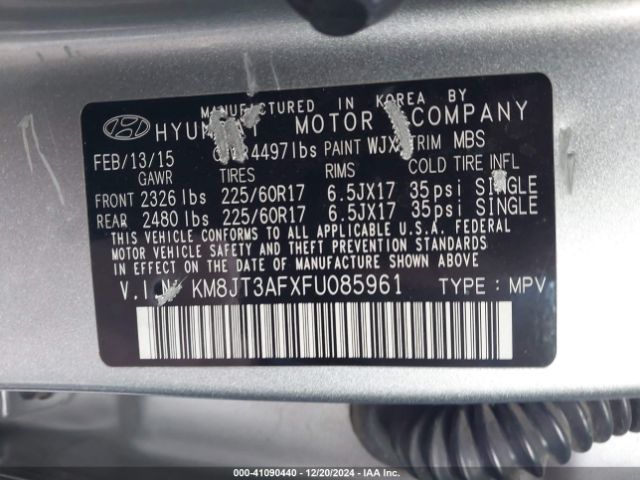 KM8JT3AFXFU085961 Hyundai TUCSON GLS