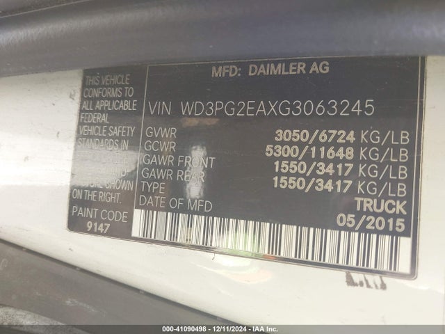 WD3PG2EAXG3063245 Mercedes-Benz Metris