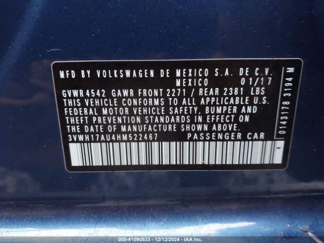 3VWH17AU4HM522467 Volkswagen Golf Alltrack Tsi S/tsi Se/tsi Sel
