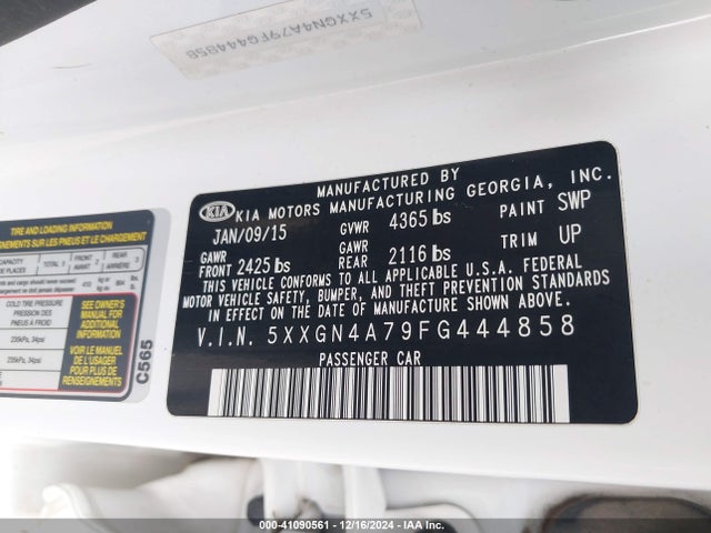 5XXGN4A79FG444858 KIA OPTIMA EX