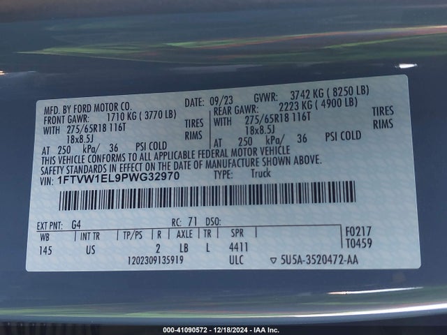 1FTVW1EL9PWG32970 Ford F-150 Lightning Xlt