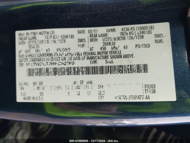 1FT7W2BT2HEC62360 Ford F-250 Lariat