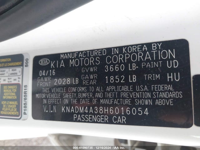 KIA RIO LX 2017 KNADM4A38H6016054 Image 9