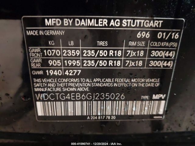 WDCTG4EB6GJ235026 Mercedes-Benz Gla Gla 250