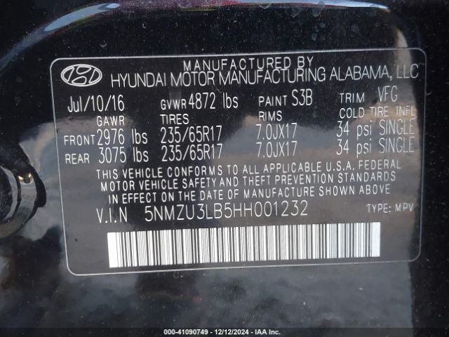 5NMZU3LB5HH001232 Hyundai Santa Fe Sport 2.4l