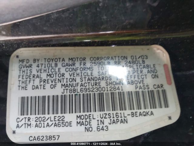 2003 LEXUS GS 430 JT8BL69S230012841 Photo 8