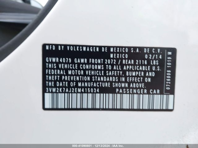 3VW2K7AJ2EM415034 Volkswagen Jetta 2.0l S