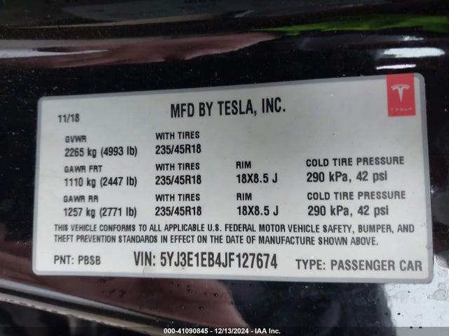 2018 TESLA MODEL 3 5YJ3E1EB4JF127674 Photo 8