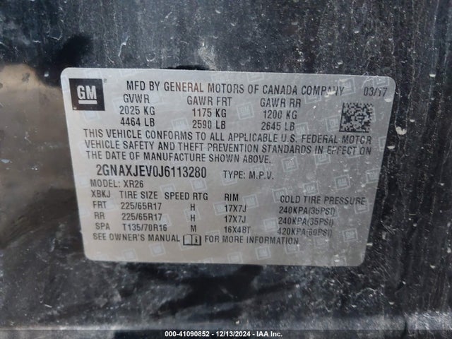 Chevrolet EQUINOX LT 2018 2GNAXJEV0J6113280 Image 9