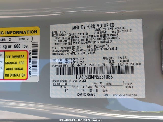 1FA6P8R04N5551085 Ford Mustang Mach 1