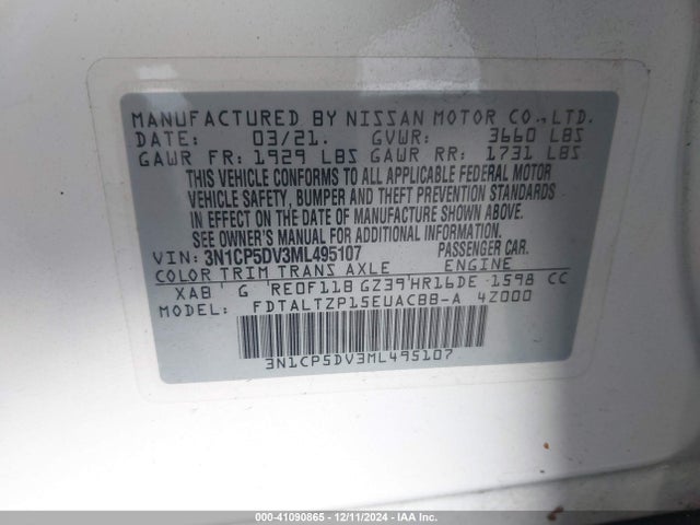 Nissan Kicks Sr Xtronic Cvt 2021 3N1CP5DV3ML495107 Image 9