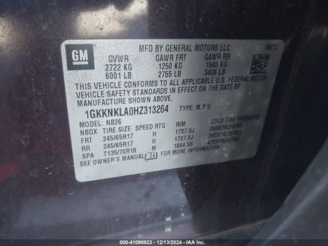 1GKKNKLA0HZ313264 GMC Acadia Sle-1