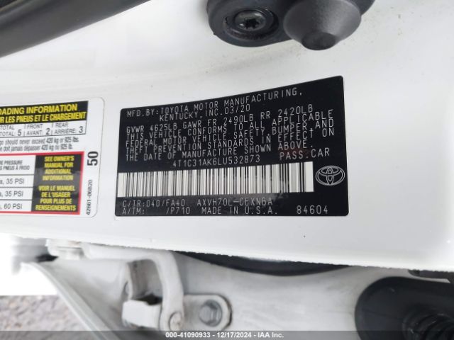 4T1C31AK6LU532873 Toyota Camry Le Hybrid