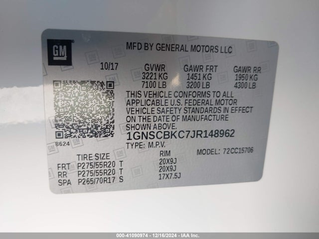 Chevrolet Tahoe Lt 2018 1GNSCBKC7JR148962 Image 9
