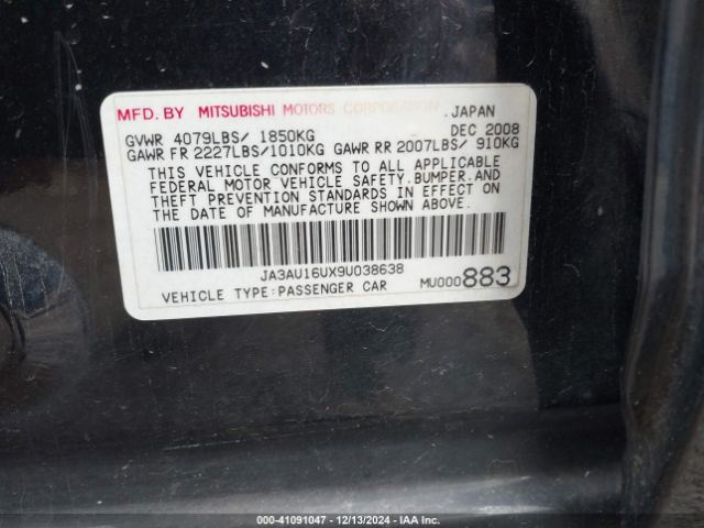 2009 MITSUBISHI LANCER JA3AU16UX9U038638 Photo 8