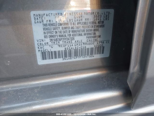 3N1AB7AP7FY247326 Nissan Sentra Fe+ S/s/sl/sr/sv