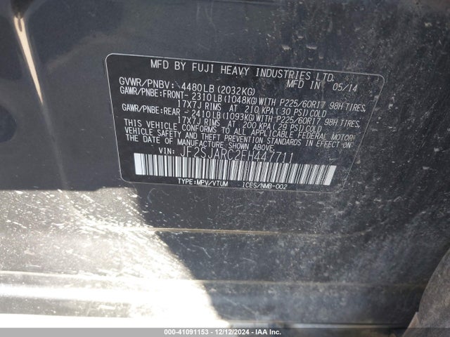 Subaru Forester 2.5i Limited 2015 JF2SJARC2FH447711 Image 9
