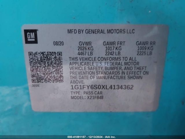 1G1FY6S0XL4134362 Chevrolet Bolt Ev Fwd Lt