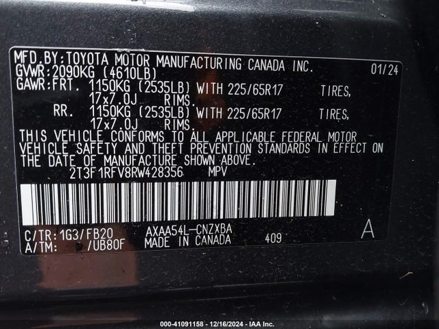 Toyota RAV4 LE 2024 2T3F1RFV8RW428356 Image 9