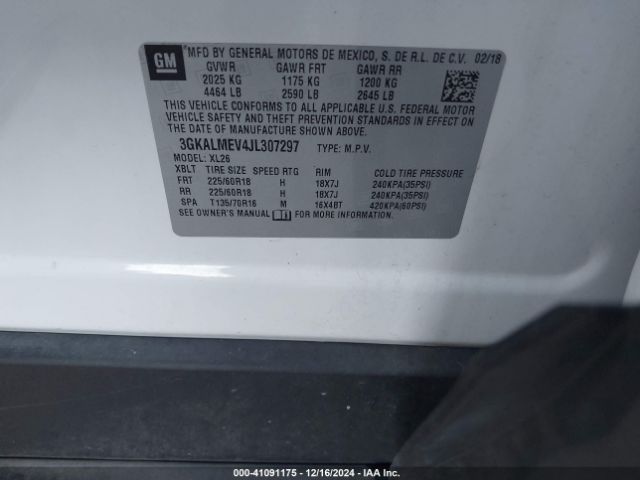 3GKALMEV4JL307297 GMC Terrain Sle