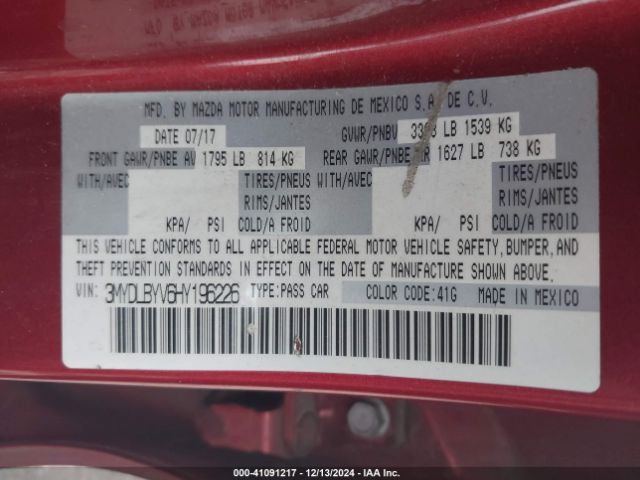3MYDLBYV6HY196226 Toyota YARIS IA