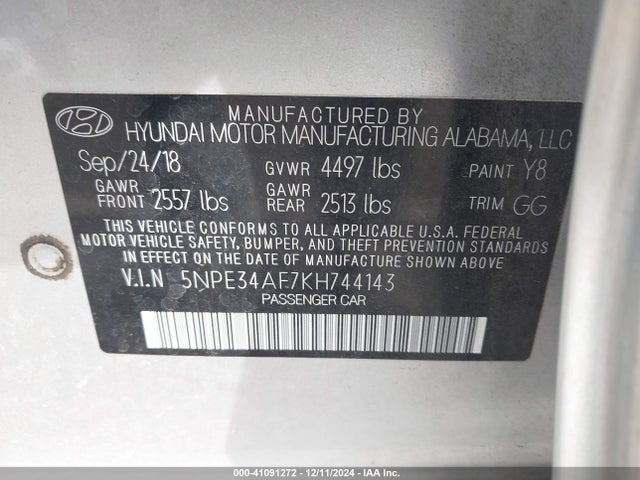 Hyundai SONATA SEL 2019 5NPE34AF7KH744143 Image 9