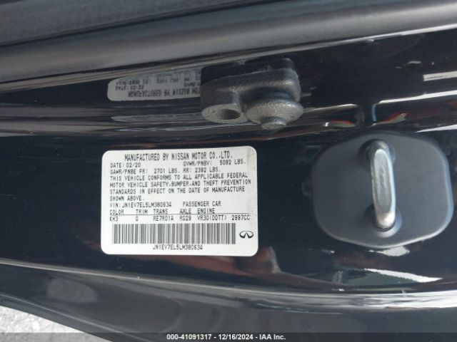 JN1EV7EL5LM380634 Infiniti Q60 Pure Awd