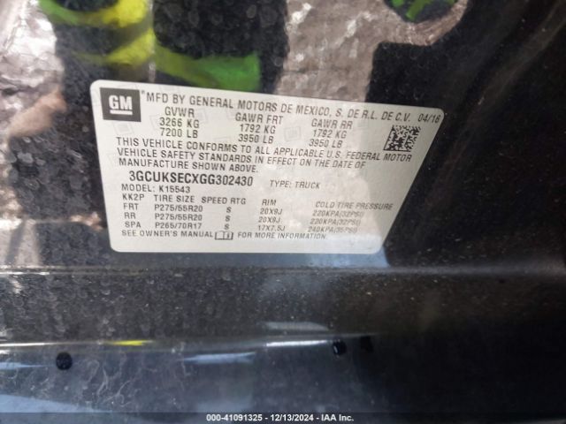 3GCUKSECXGG302430 Chevrolet Silverado 1500 1lz