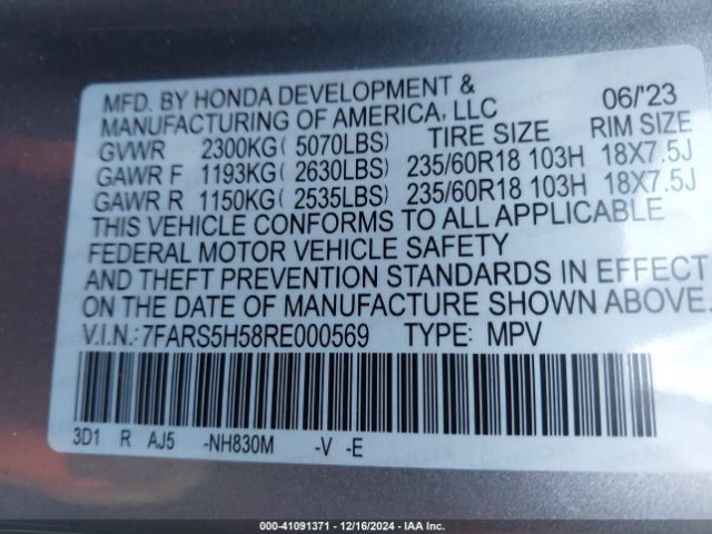 7FARS5H58RE000569 Honda Cr-v Hybrid Sport