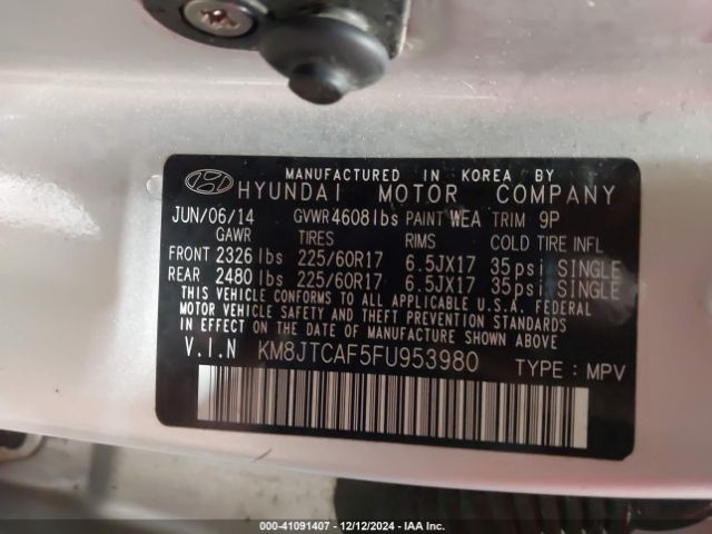 KM8JTCAF5FU953980 Hyundai TUCSON GLS