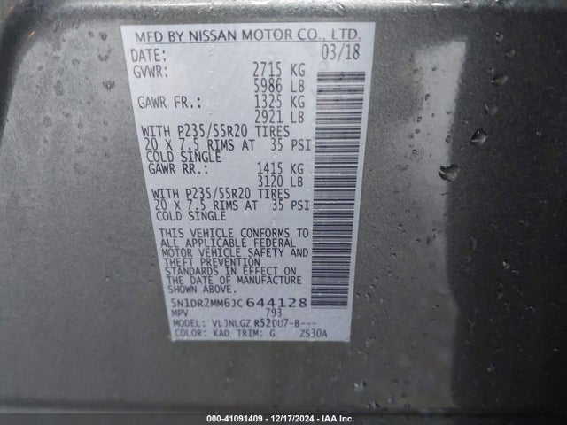Nissan Pathfinder Sl 2018 5N1DR2MM6JC644128 Image 9