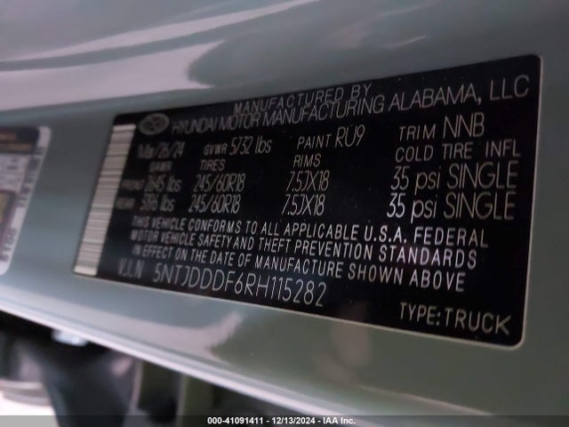 Hyundai Santa Cruz Xrt 2024 5NTJDDDF6RH115282 Image 9