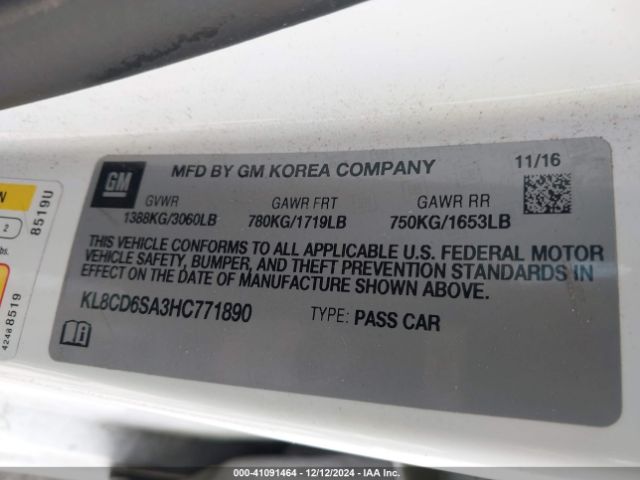 KL8CD6SA3HC771890 Chevrolet Spark 1lt Cvt