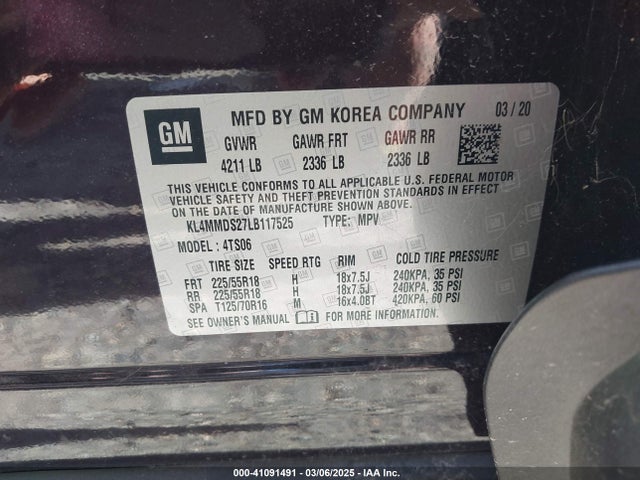 Продажа на аукционе авто 2020 Buick Encore Gx Fwd Select, vin: KL4MMDS27LB117525, номер лота: 41091491