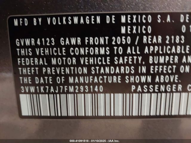 3VW1K7AJ7FM293140 Volkswagen Jetta 2.0l S